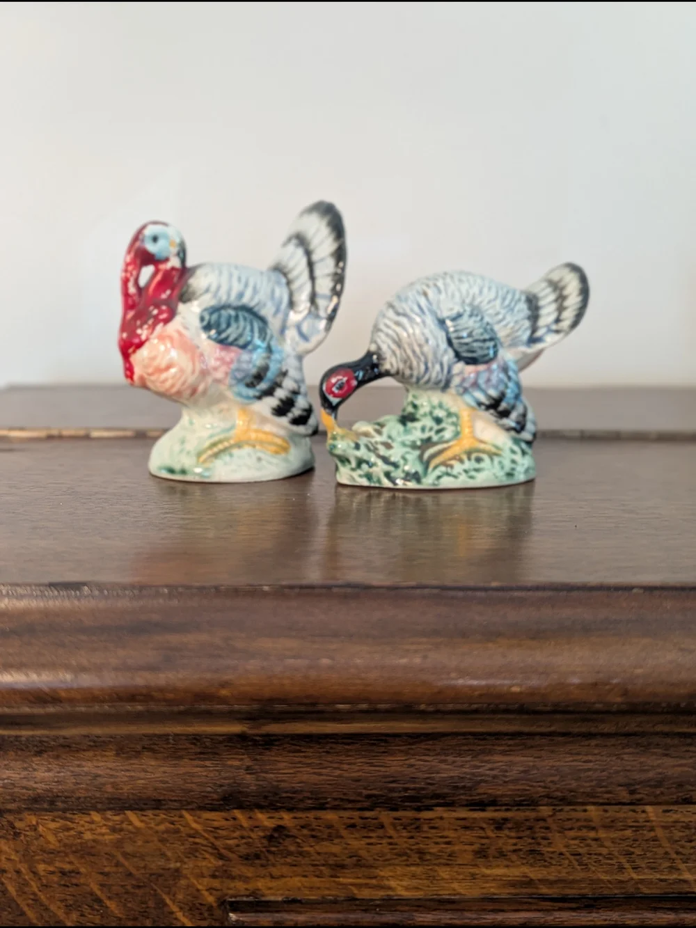 Turkey Salt and Pepper Shakers Mid century Japan Hand Painted Ceramic